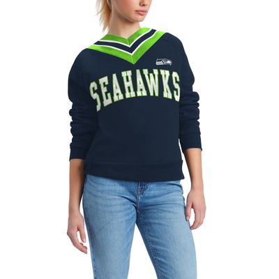Women's Tommy Hilfiger Navy Seattle Seahawks Heidi V-Neck Pullover Sweatshirt
