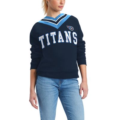 Women's Tommy Hilfiger Navy Tennessee Titans Heidi V-Neck Pullover Sweatshirt