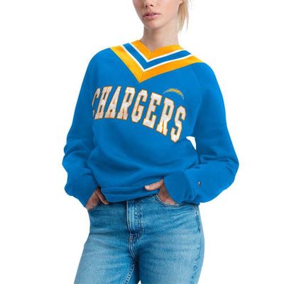 Women's Tommy Hilfiger Powder Blue Los Angeles Chargers Heidi Raglan V-Neck Sweater
