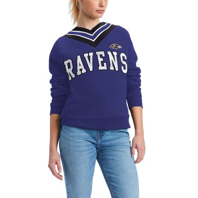 Women's Tommy Hilfiger Purple Baltimore Ravens Heidi V-Neck Pullover Sweatshirt