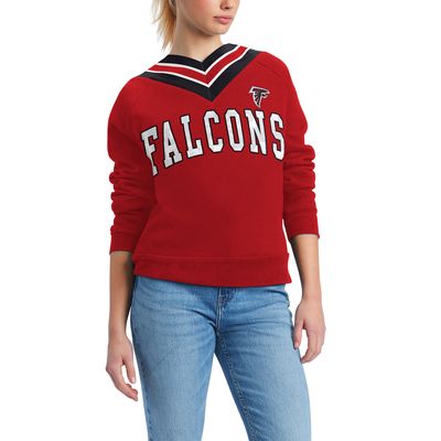 Women's Tommy Hilfiger Red Atlanta Falcons Heidi V-Neck Pullover Sweatshirt