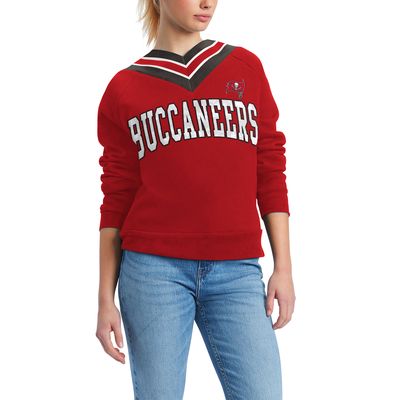 Women's Tommy Hilfiger Red Tampa Bay Buccaneers Heidi V-Neck Pullover Sweatshirt