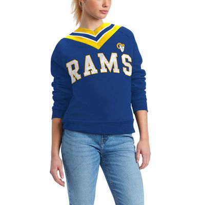 Women's Tommy Hilfiger Royal Los Angeles Rams Heidi V-Neck Pullover Sweatshirt