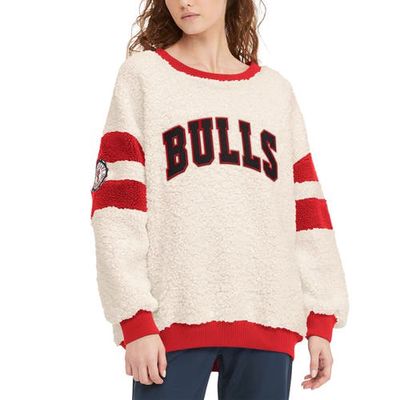 Women's Tommy Jeans Oatmeal/Red Chicago Bulls Mindy Sherpa Pullover Sweatshirt