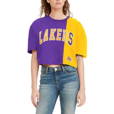 Women's Tommy Jeans Purple/Gold Los Angeles Lakers Betsy Relaxed Crop T-Shirt