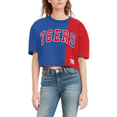 Women's Tommy Jeans Red/Royal Philadelphia 76ers Betsy Relaxed Crop T-Shirt