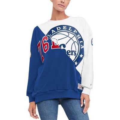 Women's Tommy Jeans Royal/White Philadelphia 76ers Ariel Pullover Sweatshirt