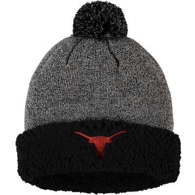 Women's Top of the World Black Texas Longhorns Snug Cuffed Knit Hat with Pom