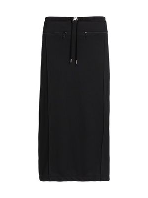 Women's Tracksuit Drawstring Midi-Skirt - Black - Size Medium