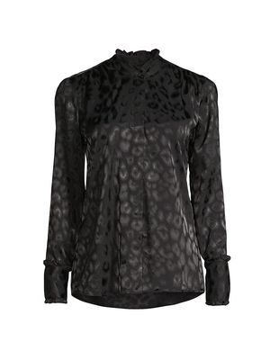 Women's Trinity Leopard Jacquard Shirt - Black Leo Jacquard - Size XS - Black Leo Jacquard - Size XS