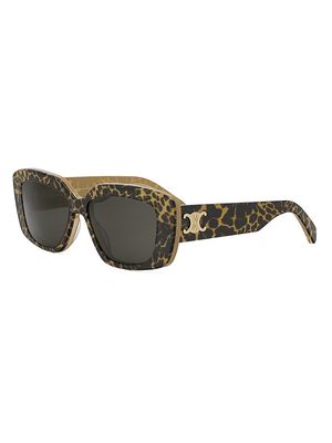 Women's Triomphe 55MM Rectangular Sunglasses - Cheetah Dark Grey