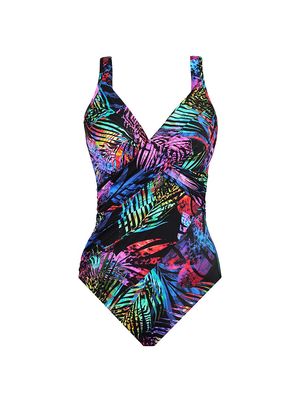 Women's Tropical-Print One-Piece Swimsuit - Black Multi - Size 16W - Black Multi - Size 16W