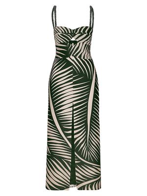 Women's Tropicana Nights Wool-Silk Midi Dress - Ecru Black - Size 2