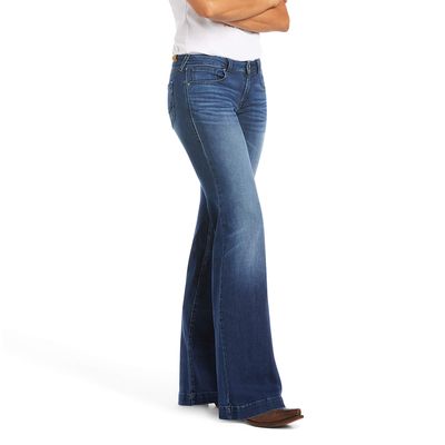 Women's Trouser Mid Rise Stretch Kelsea Wide Leg Jeans in Joanna, Size: 32 Short by Ariat