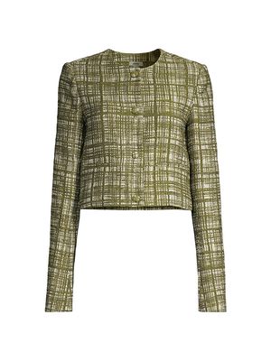 Women's Tweed Cropped Jacket - Moss Multi - Size 0