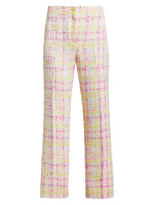 Women's Tweed Straight-Leg Ankle Pants - Petal Pink - Size 10