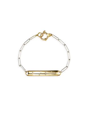 Women's Two-Tone 18K Gold & Diamond Braille "Hope" Bar Bracelet - Gold