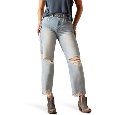 Women's Ultra High Rise Tomboy Straight Jeans in Mykonos Cotton, Size: 24 Regular by Ariat