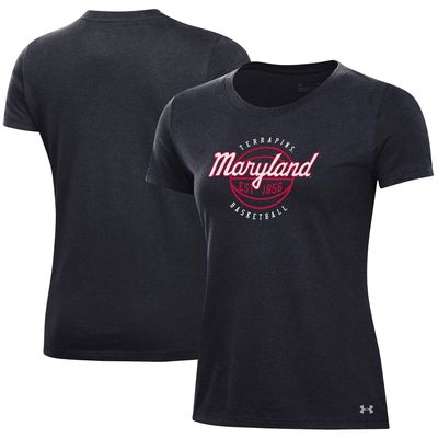 Women's Under Armour Black Maryland Terrapins Throwback Basketball Performance Cotton T-Shirt