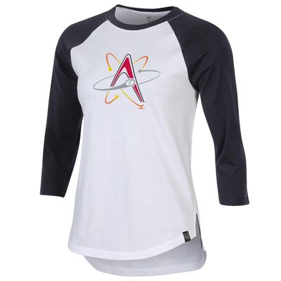 Women's Under Armour Black/White Albuquerque Isotopes Three-Quarter Sleeve Performance Baseball T-Shirt