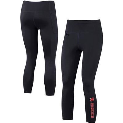 Women's Under Armour Black Wisconsin Badgers Motion Performance Ankle-Cropped Leggings