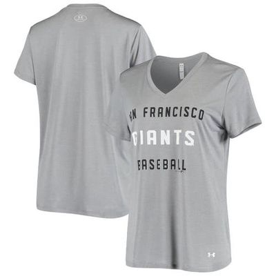Women's Under Armour Gray San Francisco Giants Twist Performance V-Neck T-Shirt