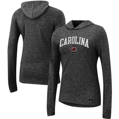 Women's Under Armour Heather Charcoal South Carolina Gamecocks Breezy Pullover Hoodie in Black
