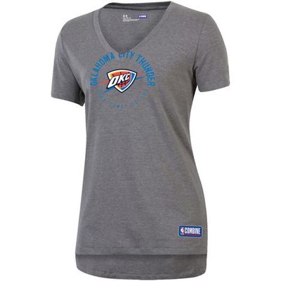 Women's Under Armour Heathered Gray Oklahoma City Thunder Combine Authentic Your Limit Is You V-Neck T-Shirt in Heather Gray