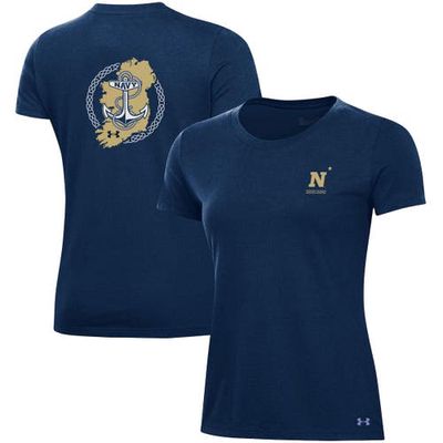 Women's Under Armour Navy Navy Midshipmen 2023 Aer Lingus College Football Classic Performance Cotton T-Shirt
