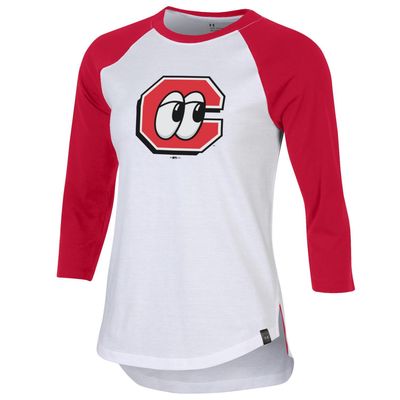 Women's Under Armour Red/White Chattanooga Lookouts Three-Quarter Sleeve Performance Baseball T-Shirt