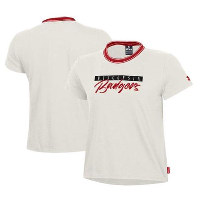 Women's Under Armour White Wisconsin Badgers Iconic T-Shirt in Cream