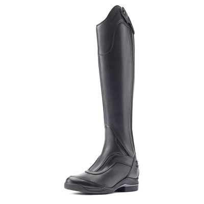 Women's V Sport Zip Tall Riding Boots in Black Leather