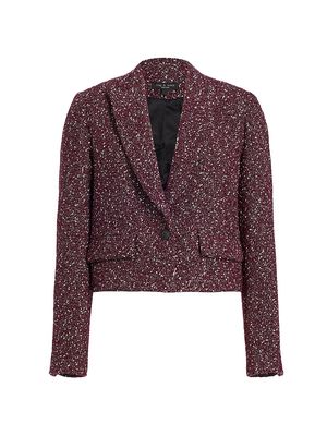 Women's Valerie Tweed Crop Blazer - Burgundy - Size 10