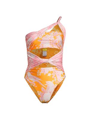Women's Verano Road Gemma Floral Asymmetric One-Piece Swimsuit - Size Medium - Size Medium