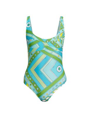 Women's Very Vivara Printed One-Piece Swimsuit - Turchese Lime - Size XS