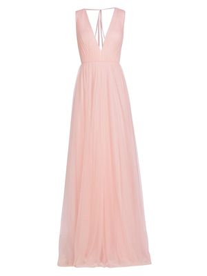 Women's Vias Pleated Tulle Gown - Pale Pink - Size 10