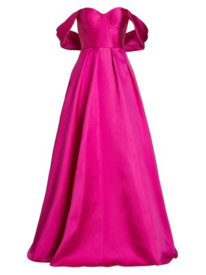 Women's Viktor Off-The-Shoulder Mikado Gown - Fuchsia - Size 10