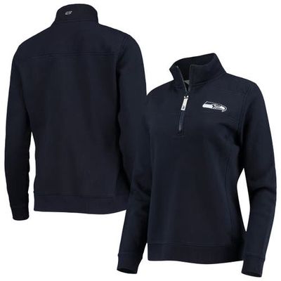 Women's Vineyard Vines Navy Seattle Seahawks Shep Shirt Quarter-Zip Sweatshirt