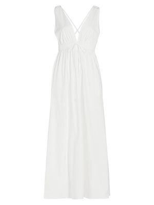 Women's Walk About Cotton-Blend Empire-Waist Maxi Dress - White - Size Small