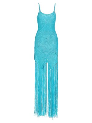 Women's Wanderer Fringe Maxi Dress - Ocean - Size XS