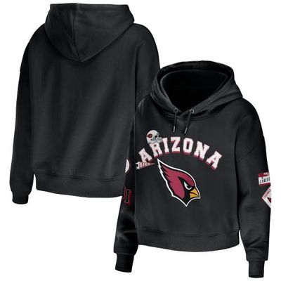 Women's WEAR by Erin Andrews Black Arizona Cardinals Modest Cropped Pullover Hoodie