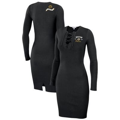 Women's WEAR by Erin Andrews Black Boston Bruins Lace-Up Dress