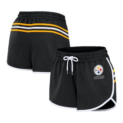 Women's WEAR by Erin Andrews Black Pittsburgh Steelers Hem Shorts