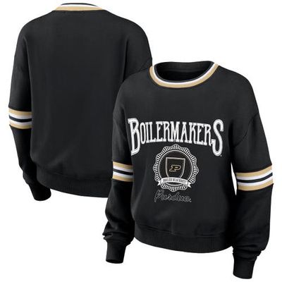 Women's WEAR by Erin Andrews Black Purdue Boilermakers Vintage Pullover Sweatshirt