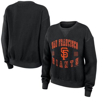 Women's WEAR by Erin Andrews Black San Francisco Giants Vintage Cord Pullover Sweatshirt