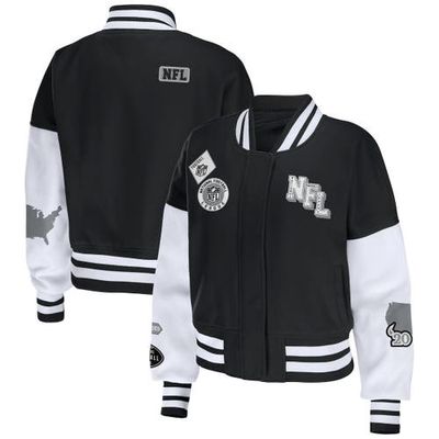 Women's WEAR by Erin Andrews Black/White NFL Full-Zip Varsity Jacket