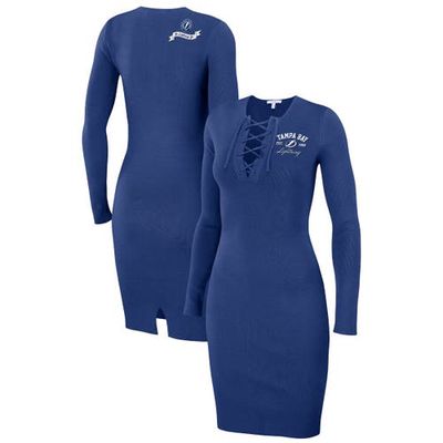 Women's WEAR by Erin Andrews Blue Tampa Bay Lightning Lace-Up Dress
