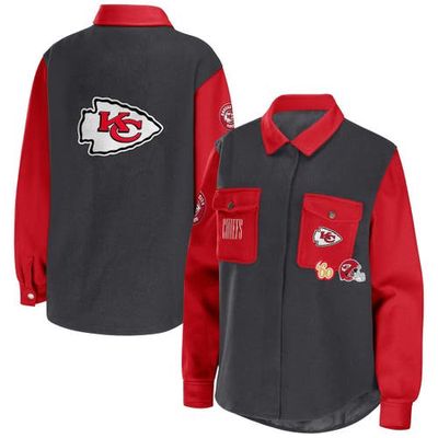 Women's WEAR by Erin Andrews Charcoal Kansas City Chiefs Button-Up Shirt Jacket