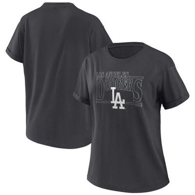 Women's WEAR by Erin Andrews Charcoal Los Angeles Dodgers Oversized Boyfriend T-Shirt