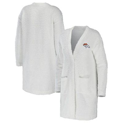 Women's WEAR by Erin Andrews Cream Denver Broncos Cozy Lounge Cardigan Sweater